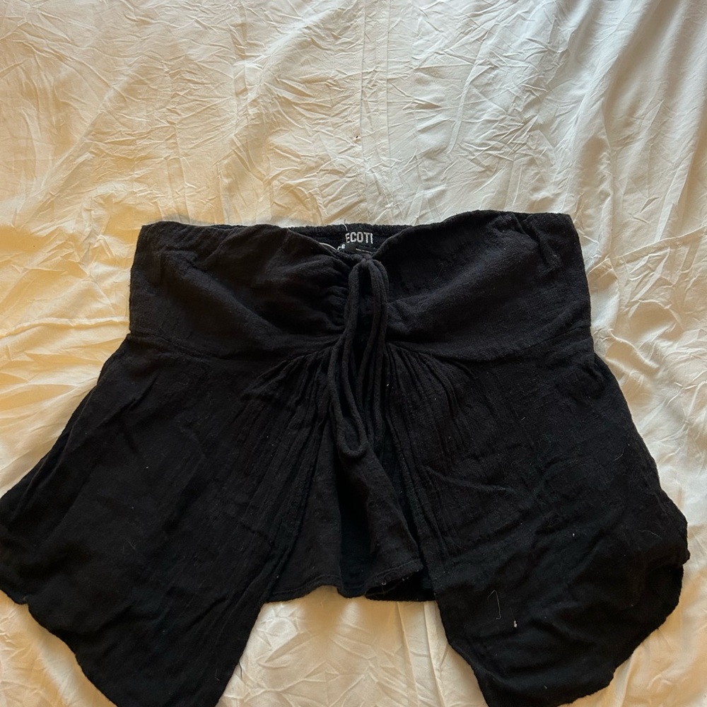 Black Tube Top with Tie Front